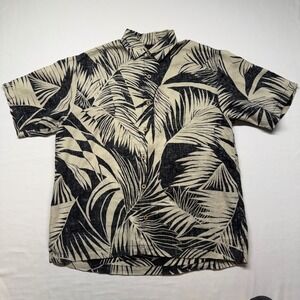Tommy‎ Bahama 100% Linen Hawaiian Camp Shirt Palm Leaf Tropical Mens L